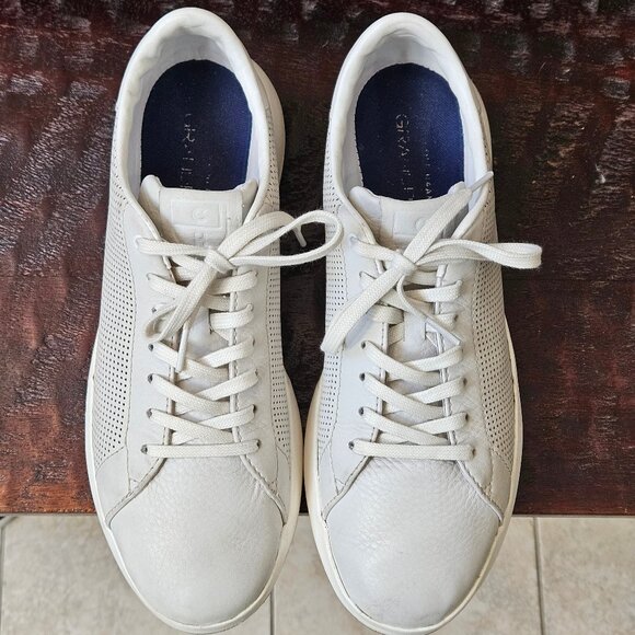 Cole Haan Men's GrandPro Leather Sneakers, Lt Gray, Sz 10 - Picture 2 of 16